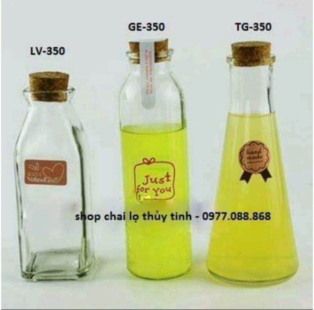 LỌ THỦY TINH VUÔNG 350ML / NÚT GỖ