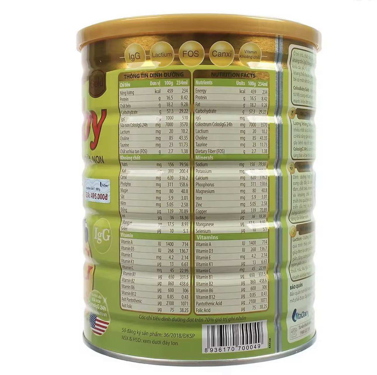 Sữa bột Colosbaby gold 1+ 800g