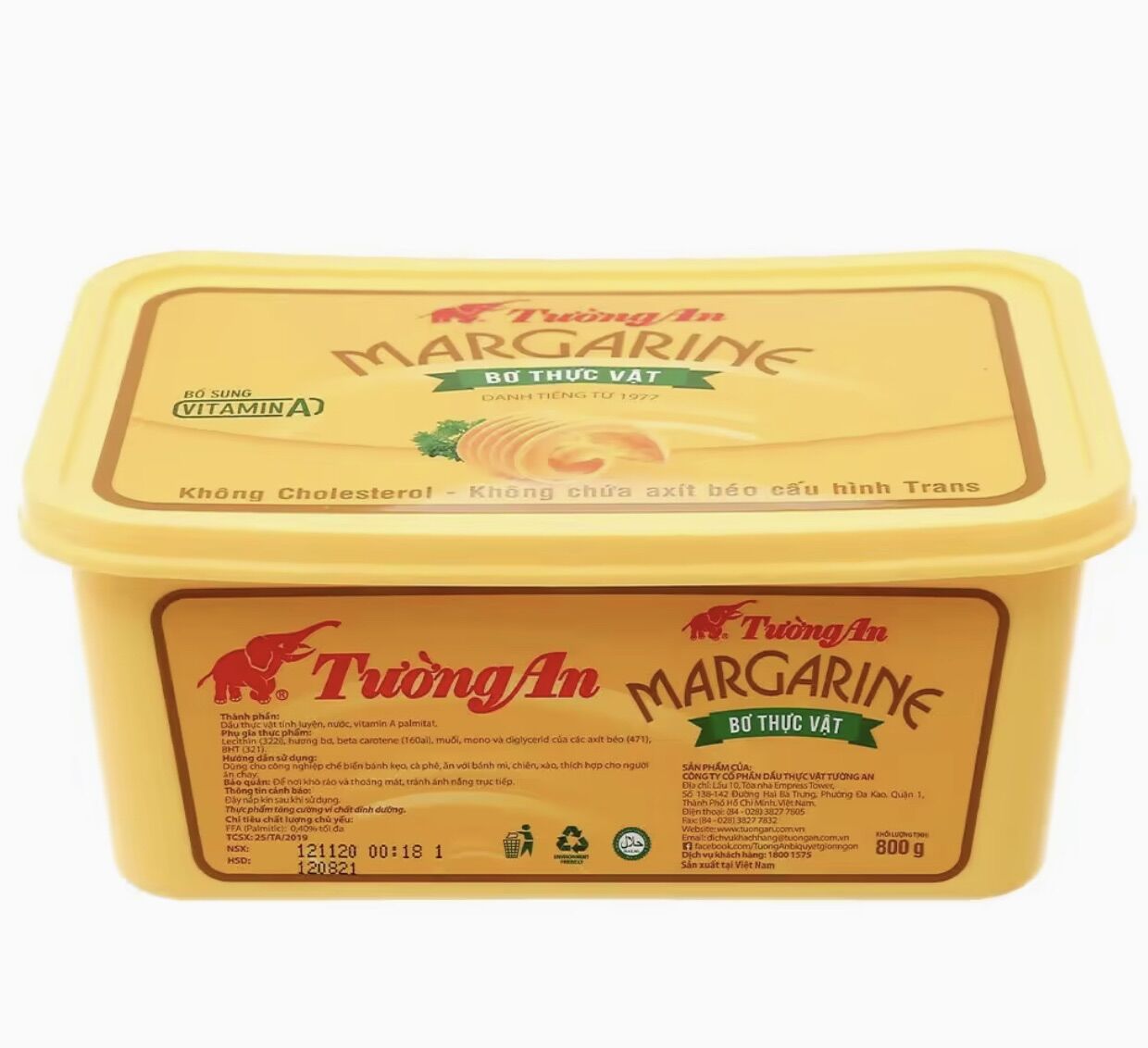 Bơ thực vật Tường An Margarine 800g