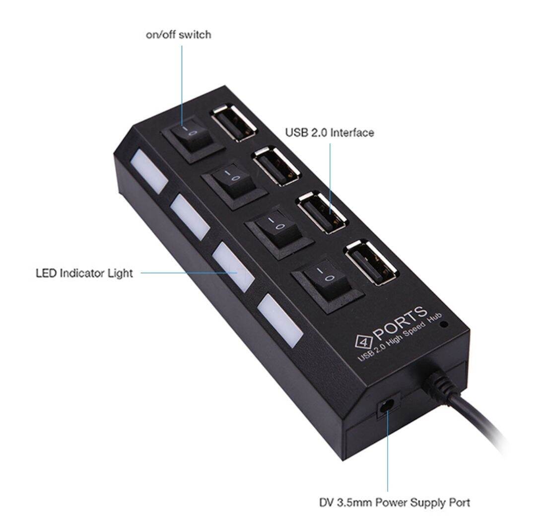 Hub Chia 4 Cổng Usb 2.0 Tốc Độ Cao Cho Pc Laptop
