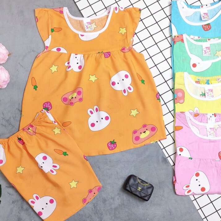 combo 3bộ bé gái chất vải tole lanh thấm hút