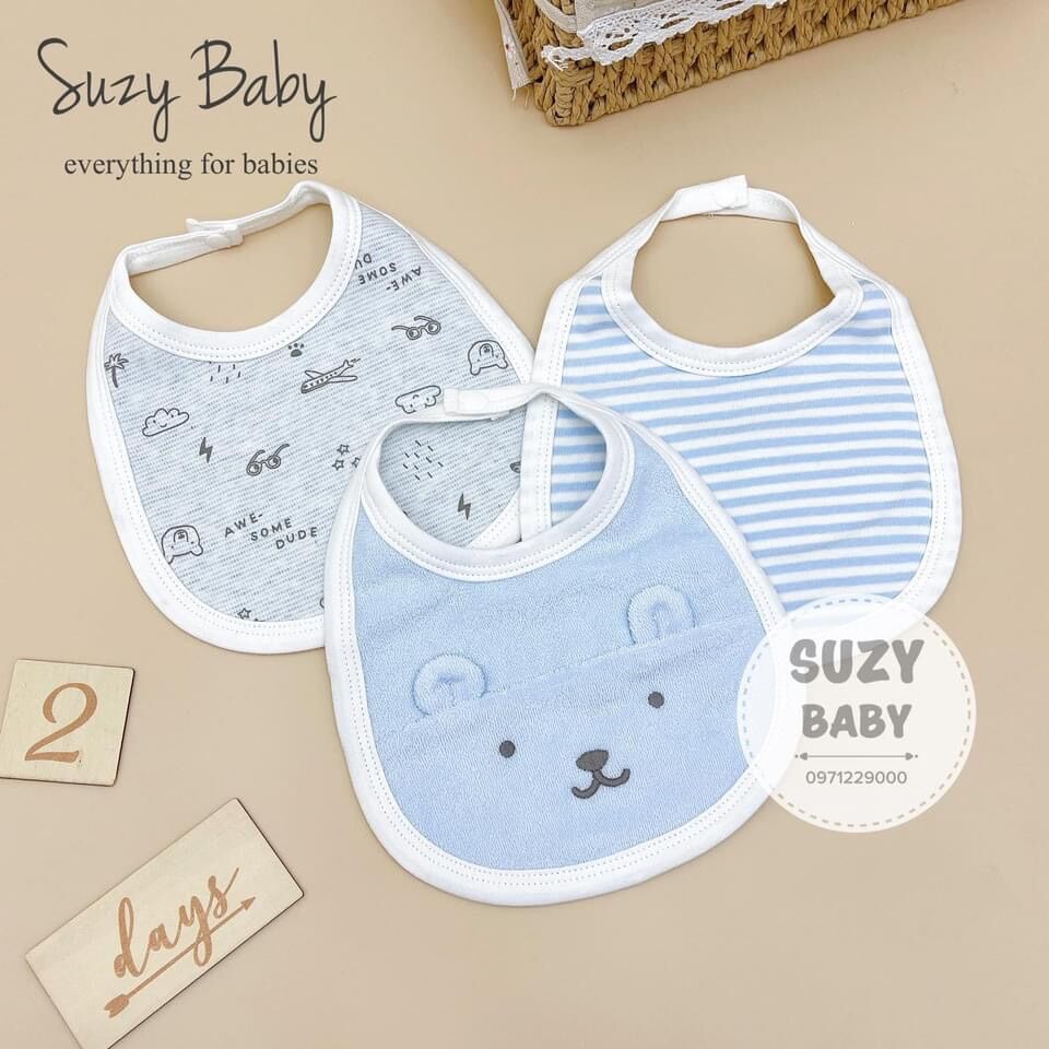 Set 3 yếm tròn bấm dây momcare cho bé