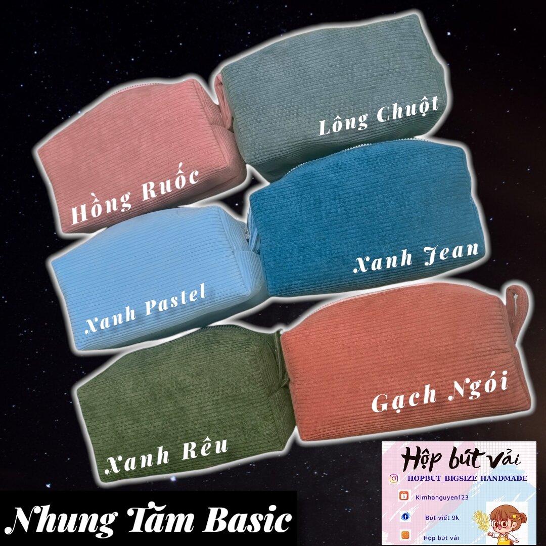 Hộp bút vải nhung tăm