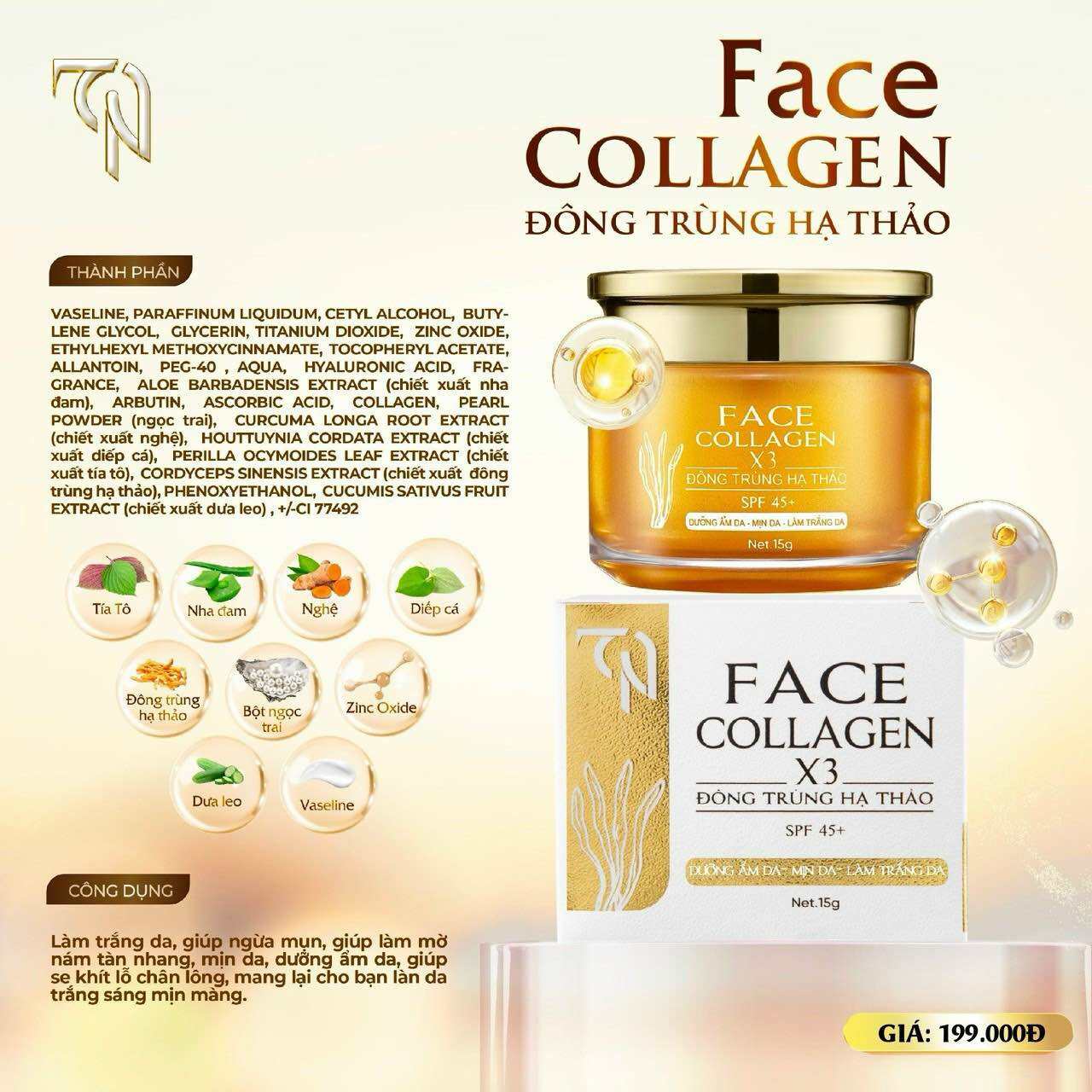 Kem Face ngày collagen đông trùng hạ thảo x3 ĐÔNG ANH