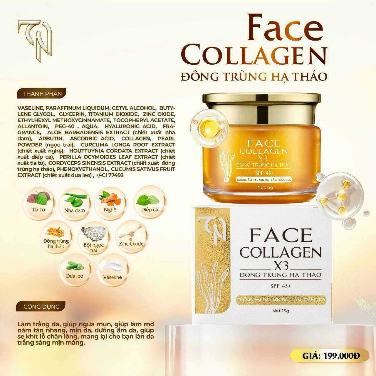 Kem Face ngày collagen đông trùng hạ thảo x3 ĐÔNG ANH