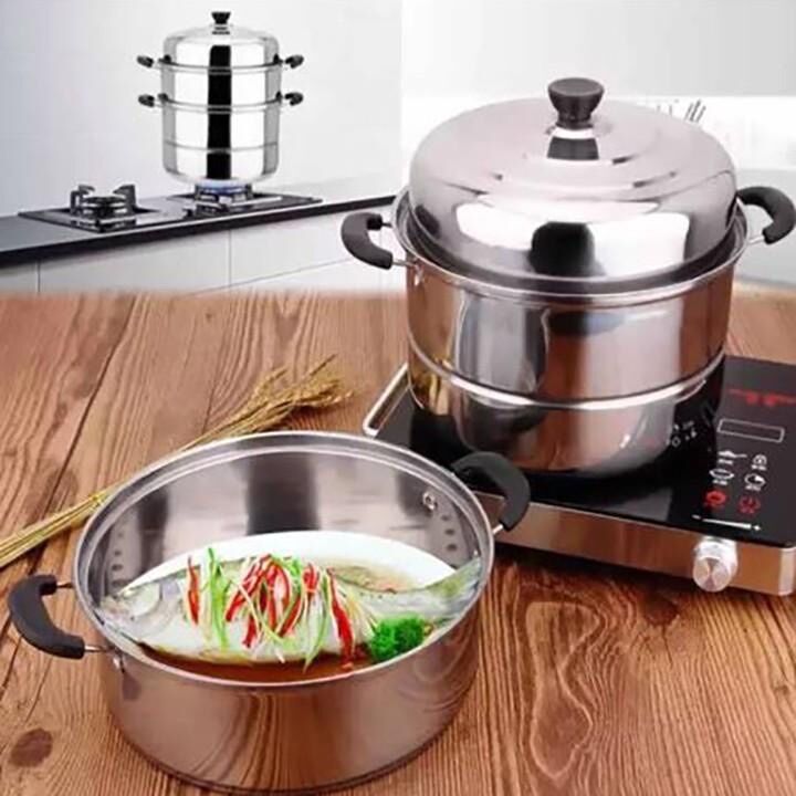 Nồi hấp 3 tầng inox - xửng hấp đa năng 28cm