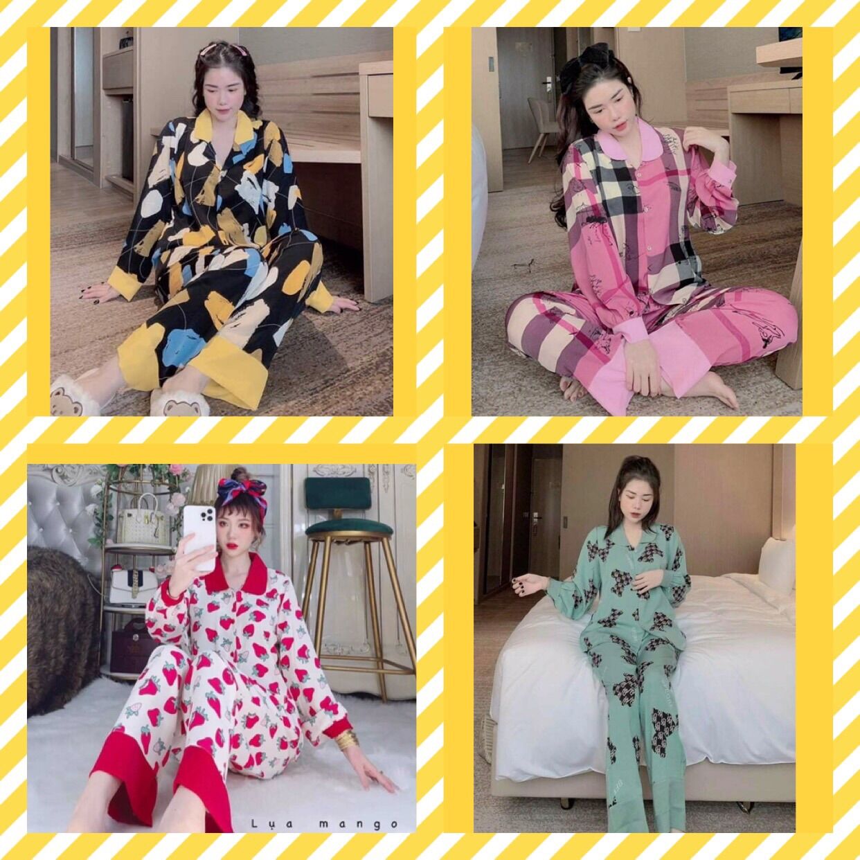 Bộ dài lụa mango cổ sen tay dài cao cấp🎀 hỗ trợ miễn phí ship🎀
