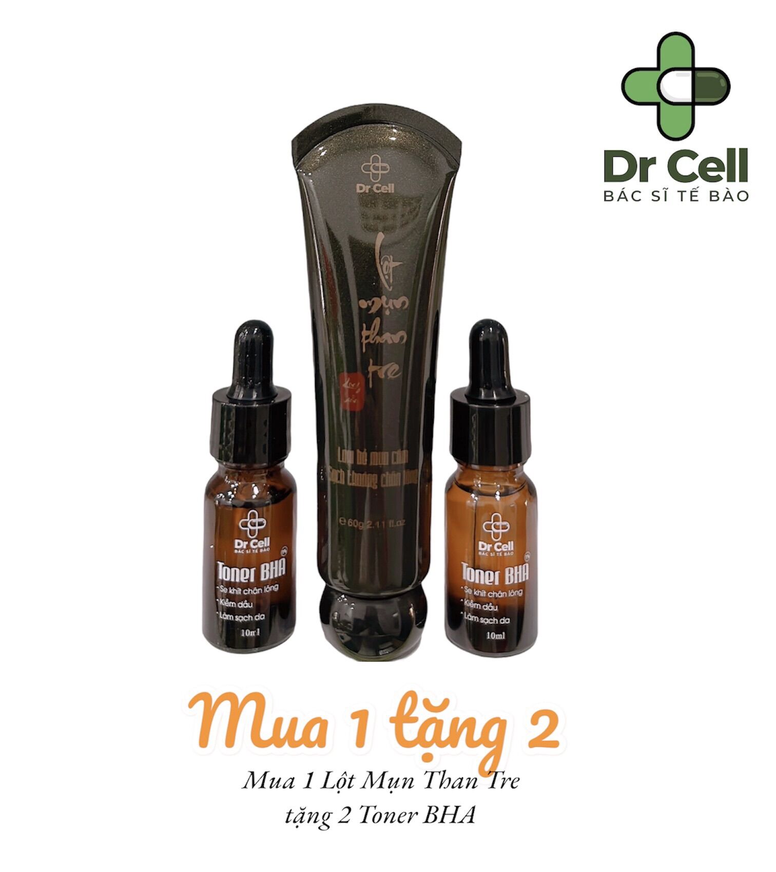 Lột mụn than tre dr cell 60g - tặng 2 chai toner bha 10ml