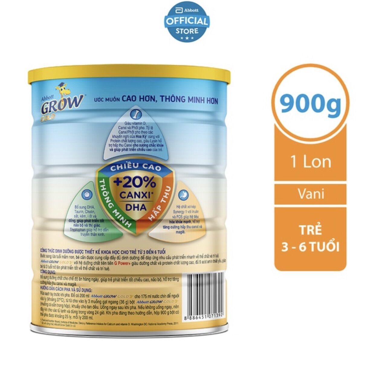 [HCM]Sữa Abbott Grow 3+ 900g