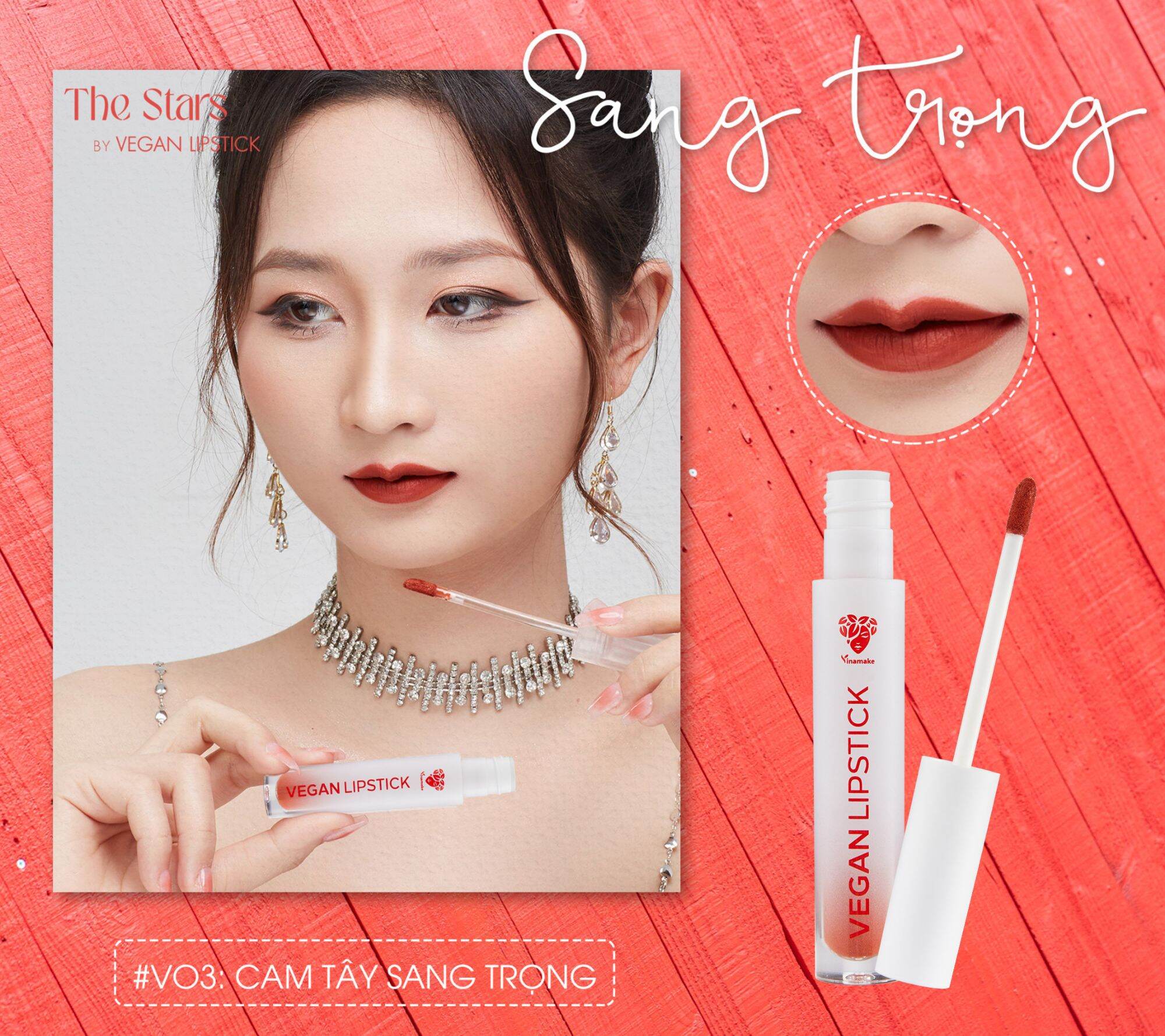 Son Kem Lì thuần chay VEGAN LIPSTICK ( Combo 3 thỏi son - Tặng sữa tẩy trang 155k)