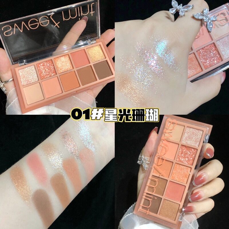 Bảng mắt 10 ô nhũ lấp lánh Sweet mint
