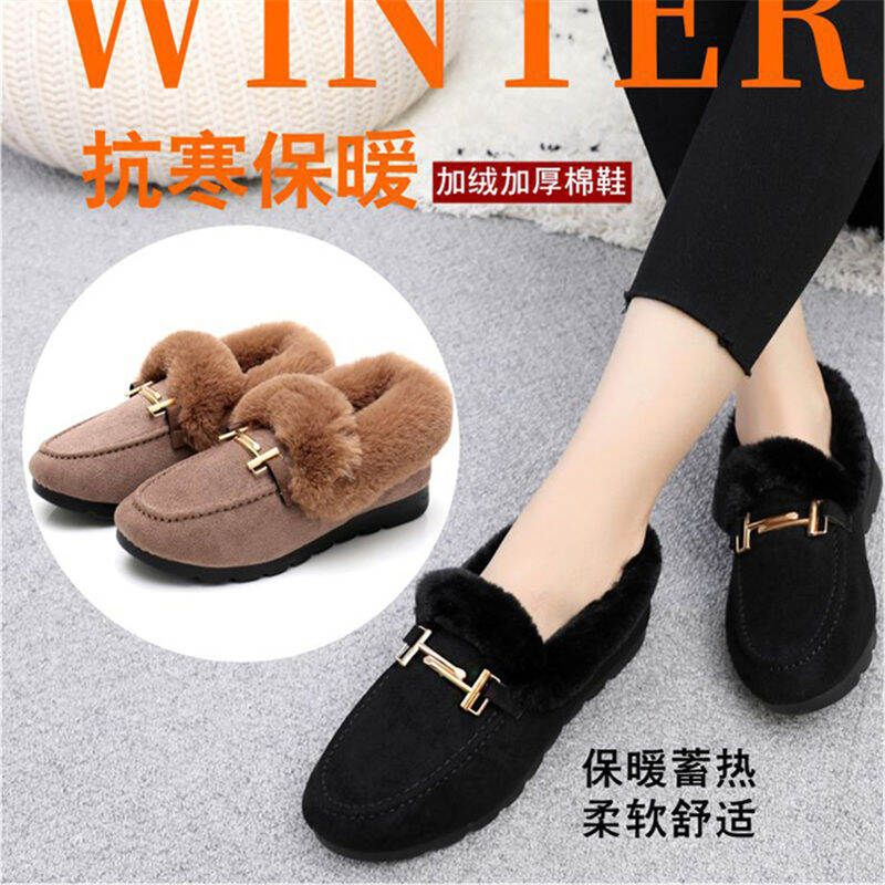 Giày Vải Bắc Kinh Cổ Thu Đông 2022 Giày Thuyền Bông Giày Nữ Giày Lông Lót