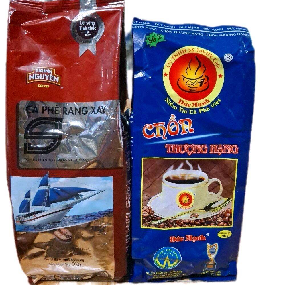 combo cà phê pha phim trung nguyên rang xay chữS +cà phê pha phim chồn thượng hạn gói 500g mix trộn đều pha chung cho ra ly cà phê thơm ngon đọc đáo đến từng giọt