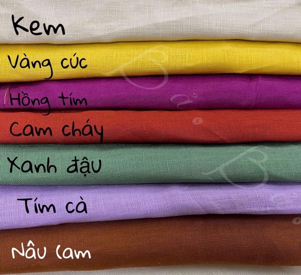 Vải Linen Tưng Premium/Pure Linen Màu Trơn Mềm Mướt Khổ 1m40