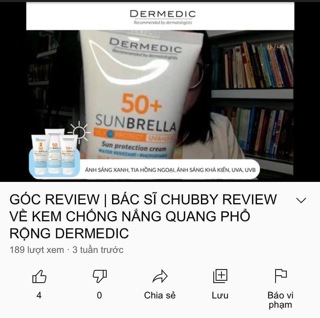 [ Bill BaLan - Auth 100%] Kem Chống Nắng Phổ Rộng Dermedic 50ML