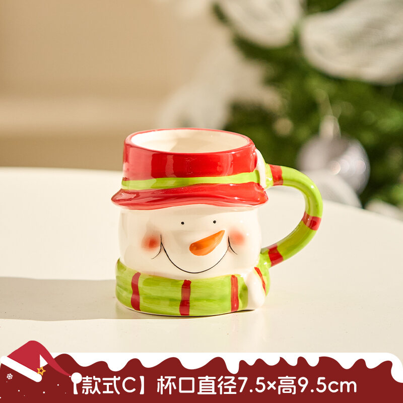Cốc Gốm Đánh Dấu 3D Hoạt Hình Đáng Yêu Gấu Nhỏ Giáng Sinh Cốc Ăn Sáng Cốc Cà Phê Quà Tặng Nữ Đồ Trang Trí Giáng Sinh