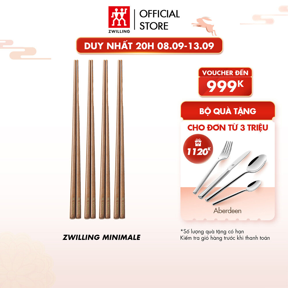 Bộ 4 đôi đũa ZWILLING Minimale (màu bạc/rose gold) - bằng thép không gỉ cao cấp