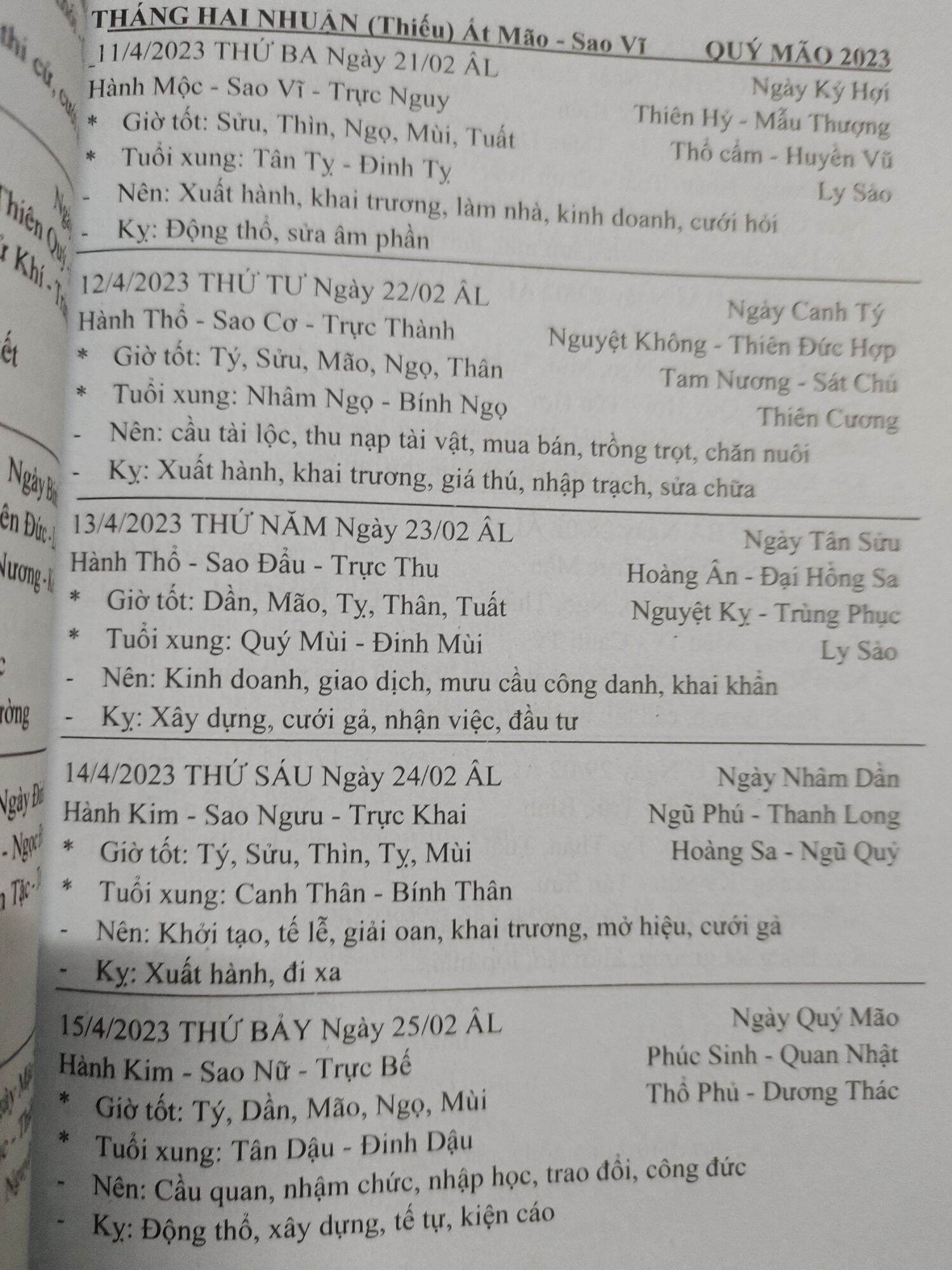 Lịch vạn sự 2024 xem 365 ngày lành tháng tốt giờ hoàng đạo, xem sao, xem tuổi