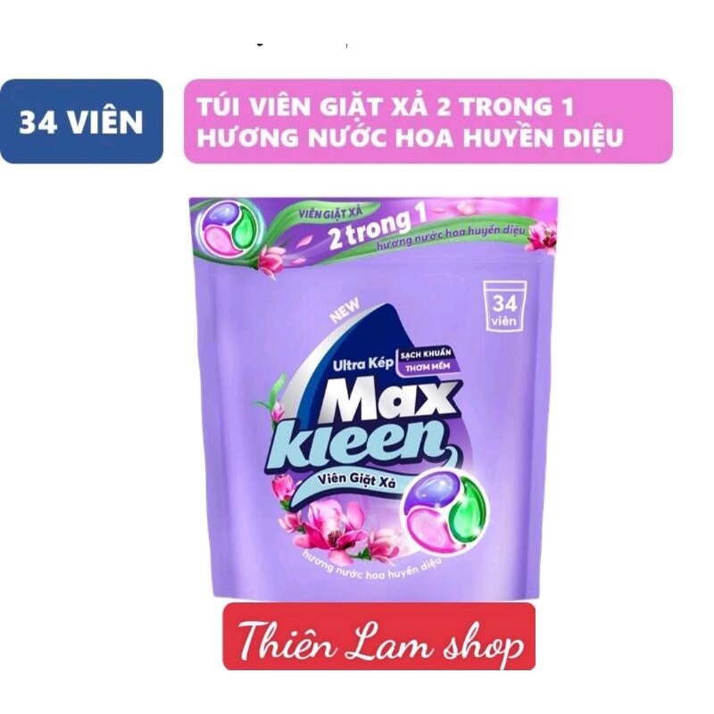 Viên giặt xả 2in1 Maxkleen túi 34 viên