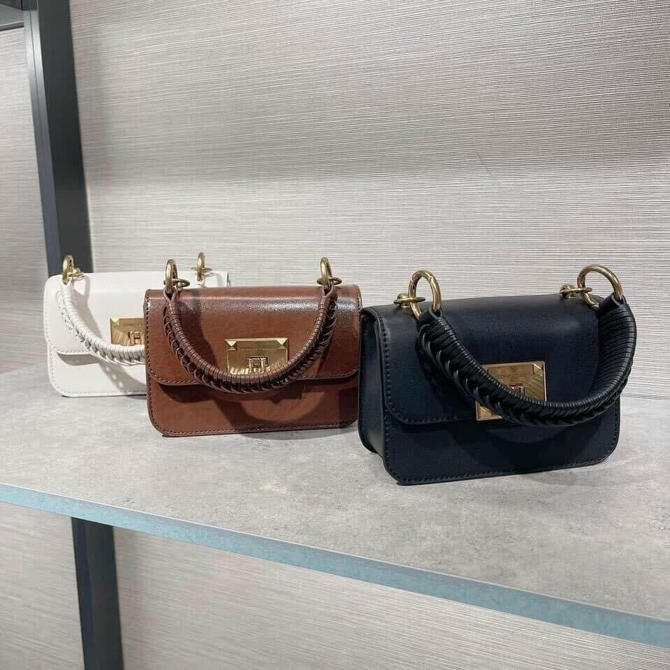 [Free ship]Túi xách nữ có quai cầm size 18 Chila.su CNK04 Mini, Túi khóa nhọn có dây đeo chéo hàng quảng châu, phù hợp đi chơi đi học đi làm, Túi da thời trang