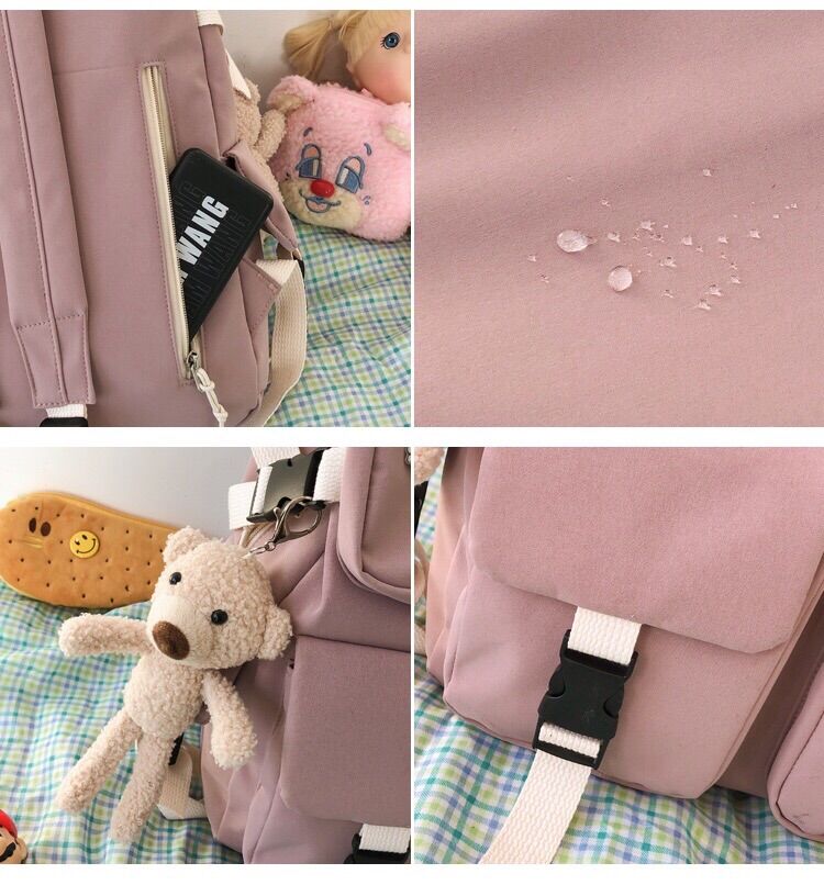 (Tặng gấu & sticker) Balo ulzzang chống nước Hàn Quốc vải đẹp