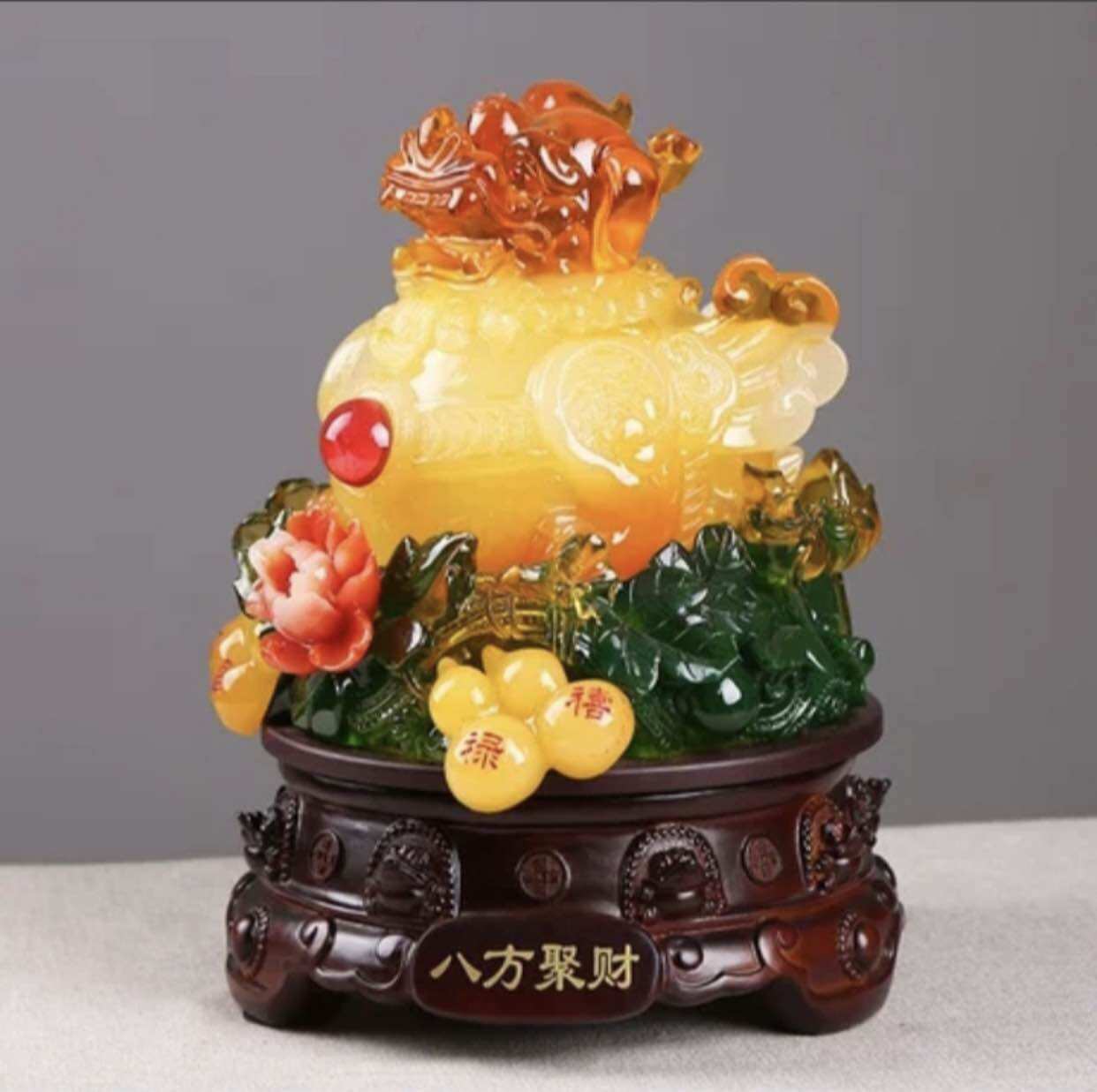 Thiềm thừ tỳ hưu phong thuỷ tài lộc vàng ngọc cao 19cm