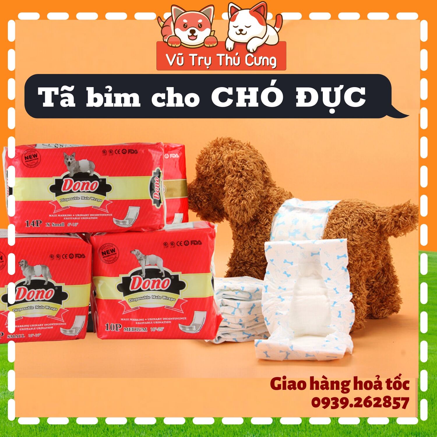 Tã bỉm cho Chó đực Dono nhiều size, thấm hút nhanh, thoáng khí
