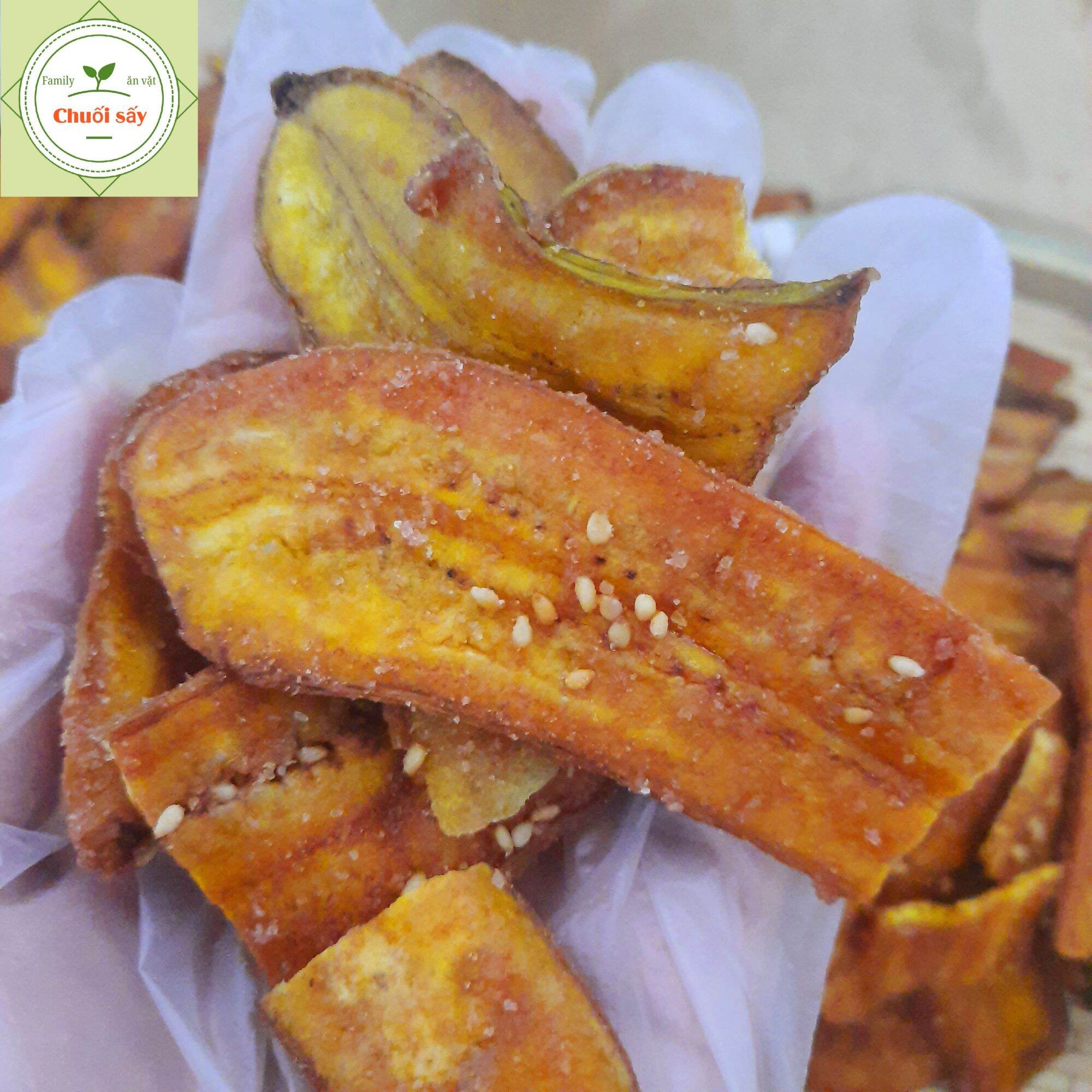 CHUỐI SẤY GIÒN MÈ GỪNG - Túi 180gr