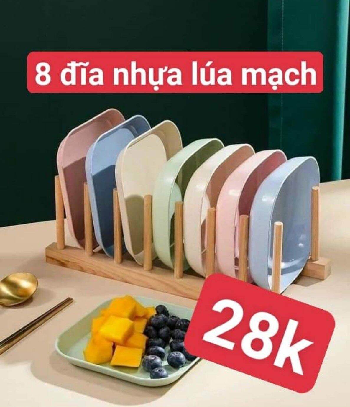 Set 8 đĩa nhựa lúa mạch mix 2 loại size 15cm