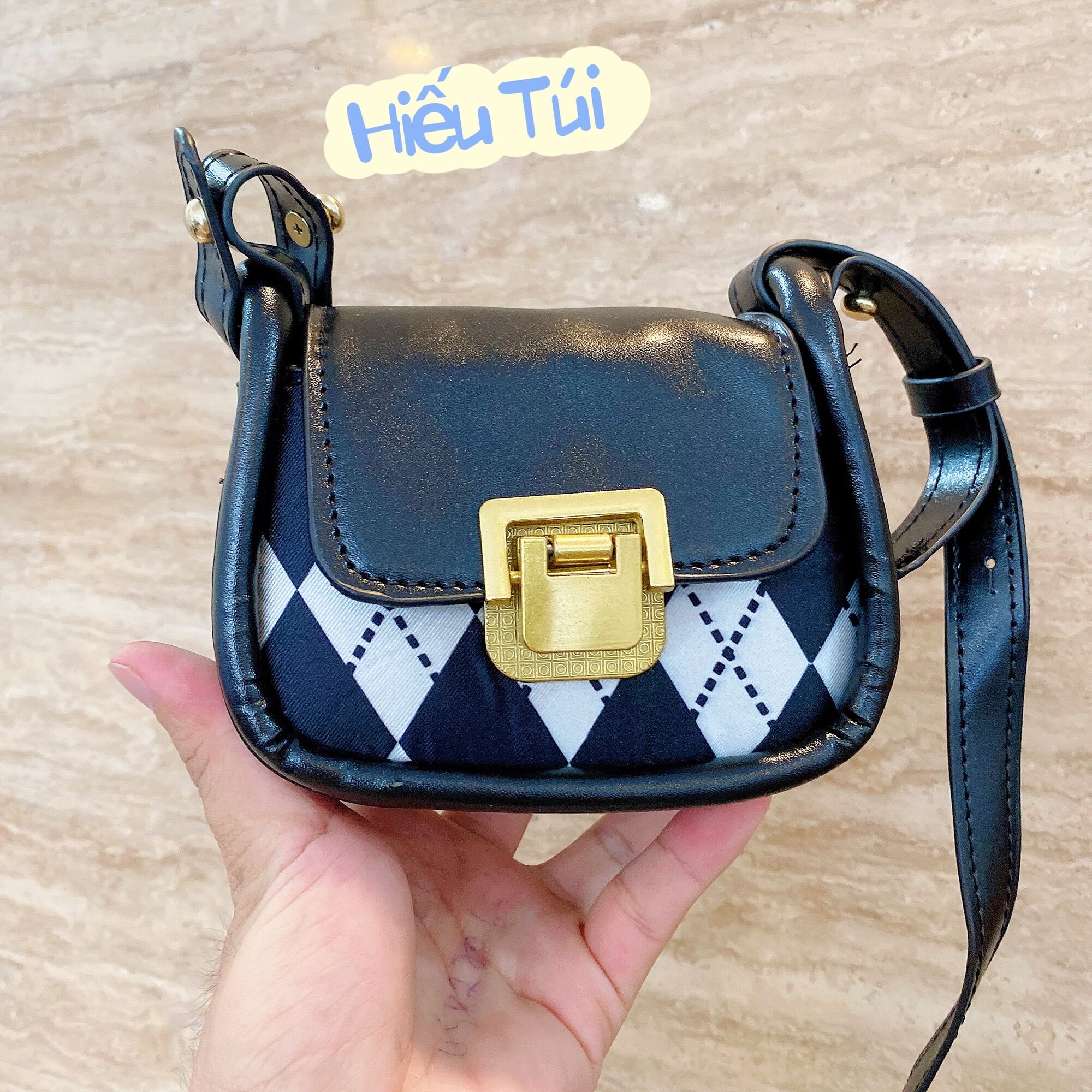 Túi đeo chéo mini khóa gập dáng thuyền thời trang đẹp retro Hiếu Túi 311
