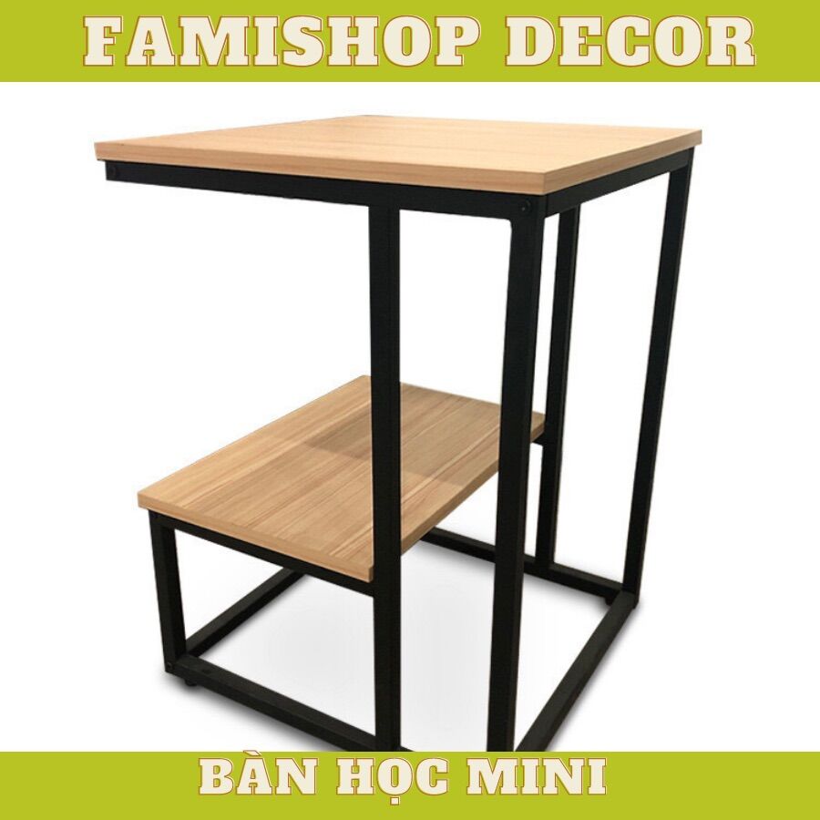 Bàn học mini kèm kệ sách chân sắt đen hoặc trắng
