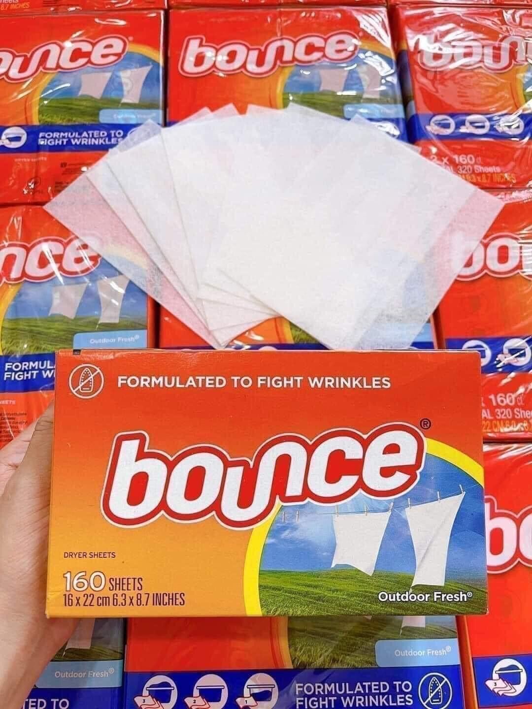 Giấy thơm quần áo BOUNCE cho quần áo luôn thơm mới, giảm ẩm mốc -hộp 160 tờ-Mỹ