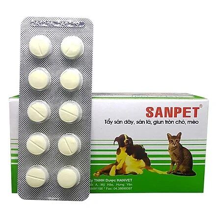 Viên tẩy giun Sanpet cho chó mèo : 1v/10kg thể trọng