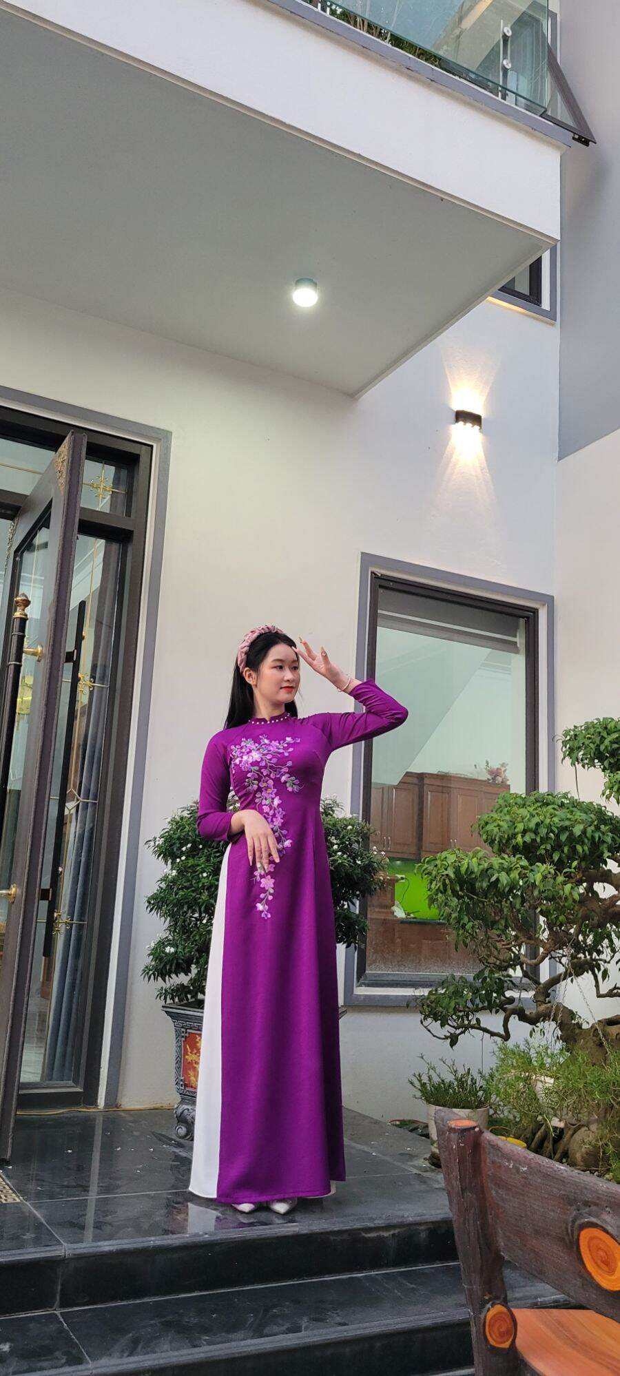áo dài thêu 2023 lụa tây thi cao cấp kèm quần