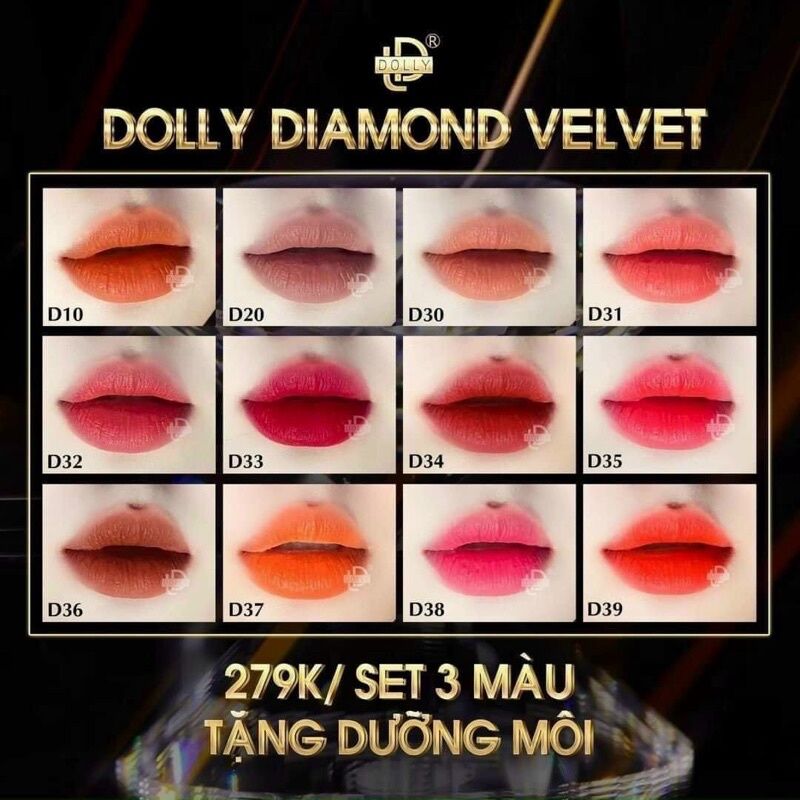 SON LÌ DOLLY MUA SET 3 CÂY TẶNG SON DƯỠNG TẶNG HỘP