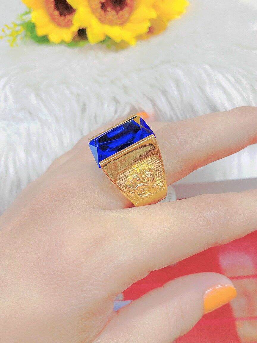 Nhẫn nam n9 mạ vàng 18k đính đá thật cao cấp