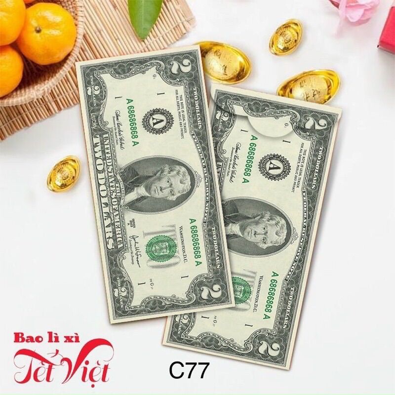 [Set 10 Bao] Bao Lì Xì Tiền Đô May Mắn