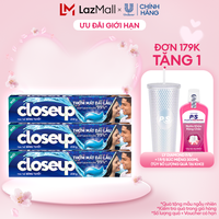 Combo 3 Kem Đánh Răng Closeup Gel Sạch Khuẩn Tinh Thể Băng Tuyết Cho Hơi Thở Thơm Mát Bất Tận 230G/Tuýp (bao bì thay đổi)