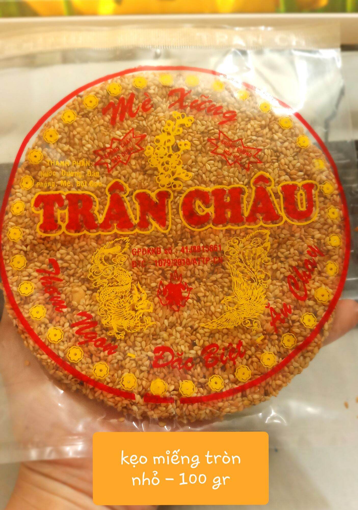 Kẹo mè xững Trân Châu truyền thống Thượng Hạng - kẹo miếng tròn nhỏ 100 gr - đặc sản Huế gia truyền 35 năm .
