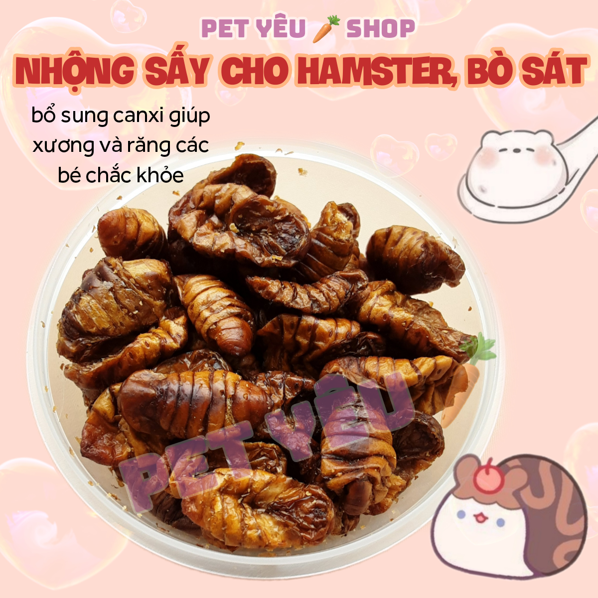 Nhộng sấy hủ 🐻FREESHIP🐻 thức ăn hamster nhím sóc