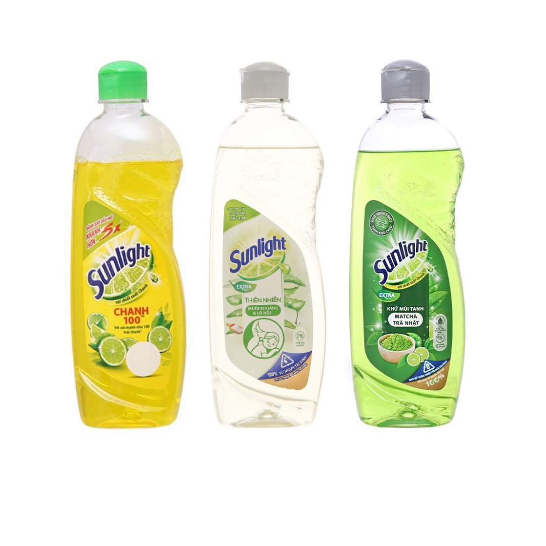 Nước rửa chén Sunlight chai 400ml hương chanh trà xanh lô hội