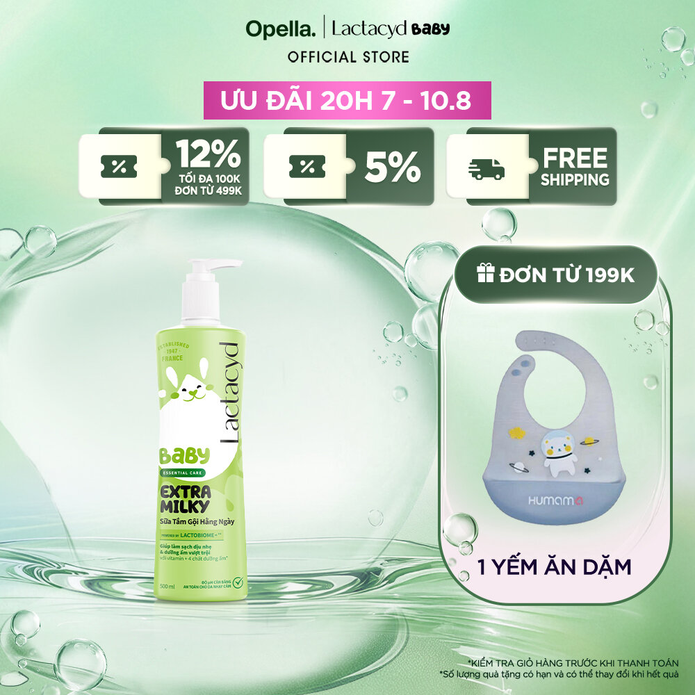 Sữa Tắm Gội Trẻ Em Lactacyd Baby Extra Milky Làm Sạch Dịu Nhẹ và Dưỡng Ẩm Vượt Trội 500ml