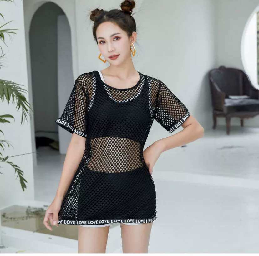 Áo lưới có tay phối cùng đồ bơi Bikini SG