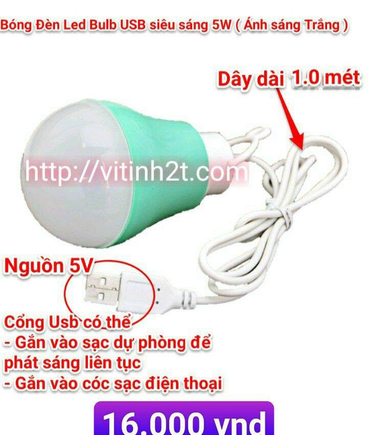 Bóng Đèn Led Bulb USB siêu sáng 5W ( Ánh sáng Trắng )