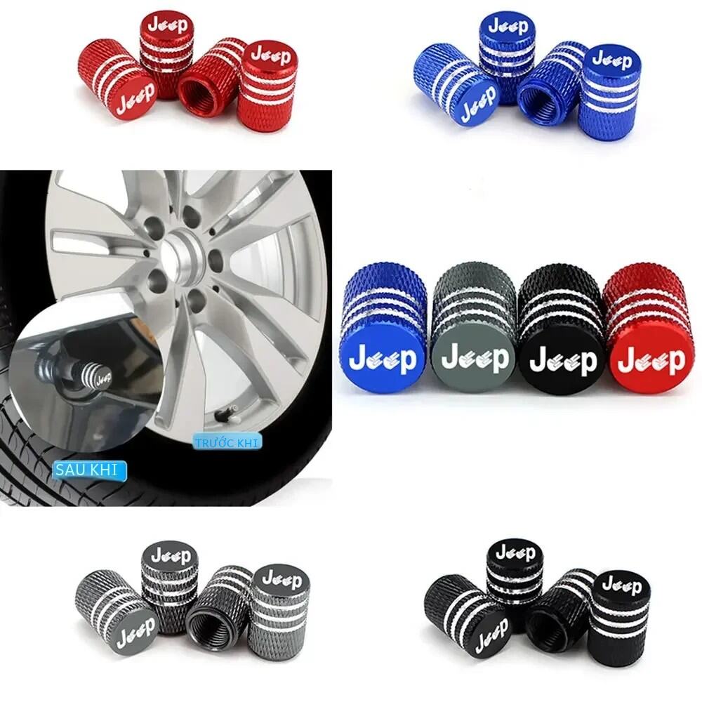 Dsycar 4 Cái/bộ Đa Năng Jeep Logo Hợp Kim Nhôm Lốp Van Mũ Dành Cho Ô Tô, Xe Tải Xe Máy Xe Đạp Van Thân Bao Lốp Phụ Kiện