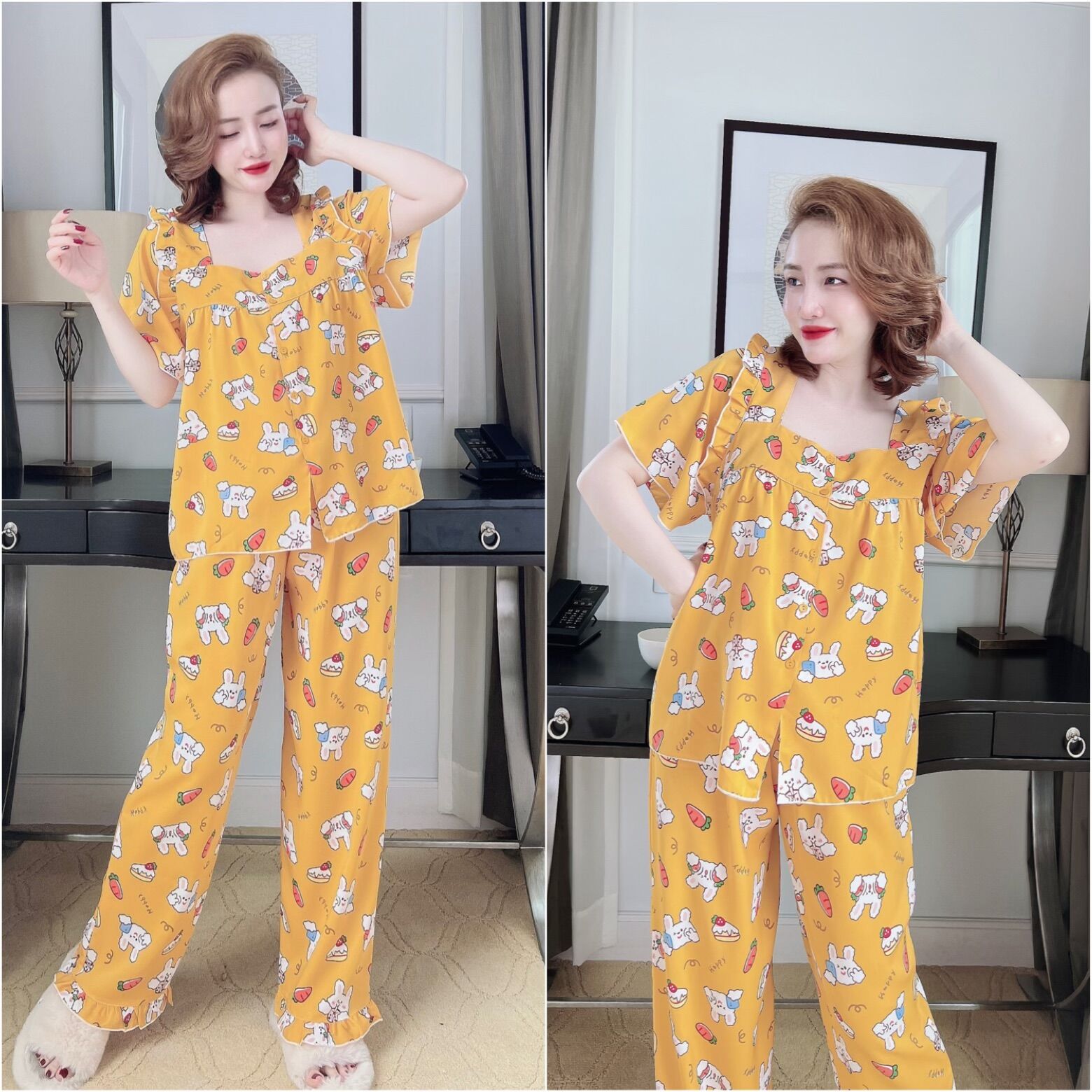 (50-110kg) Bộ Ngủ Bigsize Lụa Cao Cấp - Siêu Cute