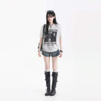 zuocisankon | Áo Thun Rộng Unisex In Họa Tiết Grunge Phong Cách Retro