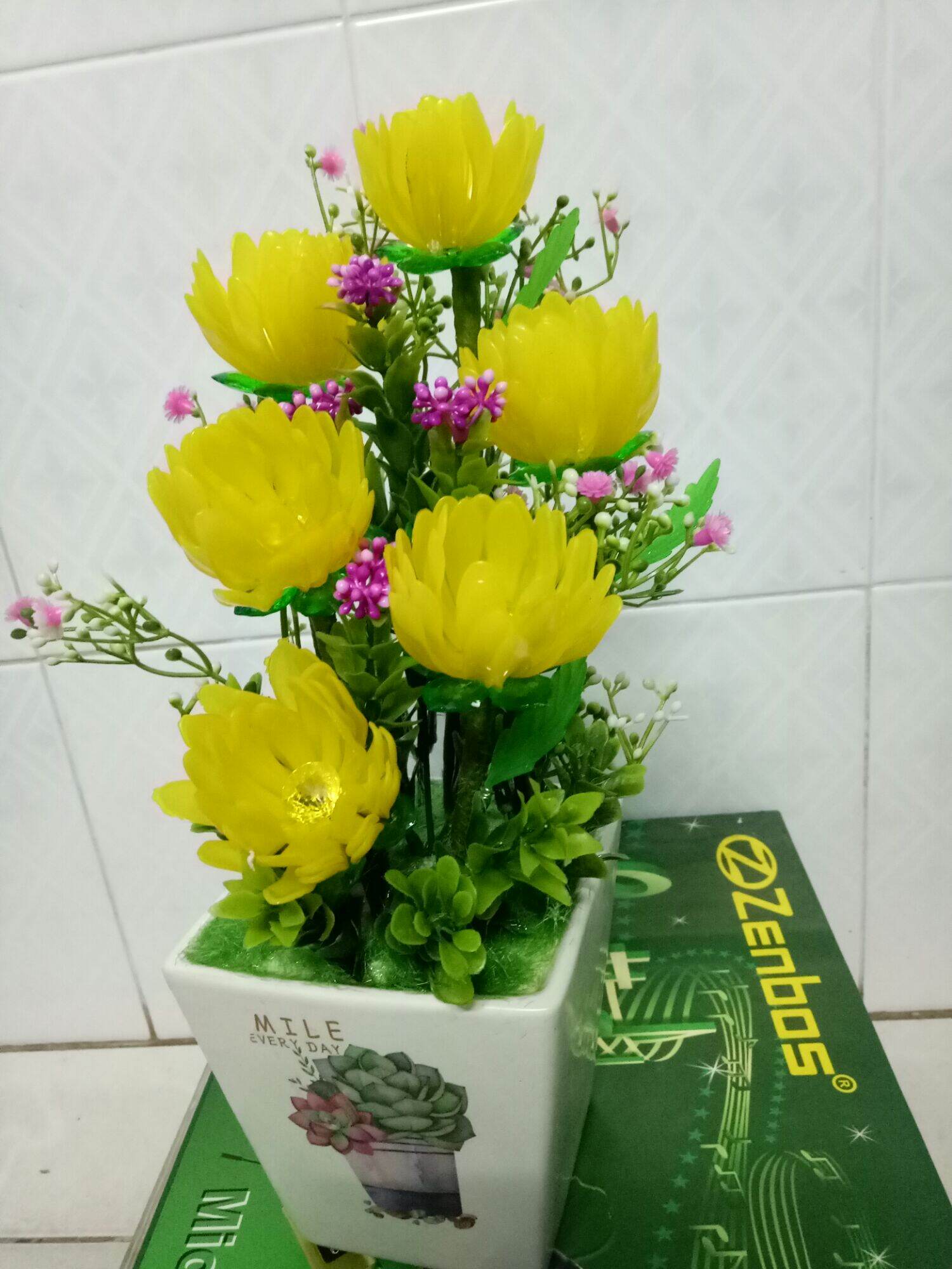 Chậu hoa cúc pha lê (30x12x12)