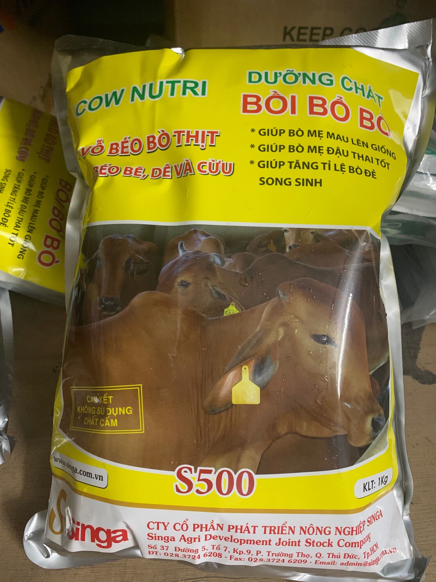 Vỗ béo bò s500 công ty singa gói 1kg