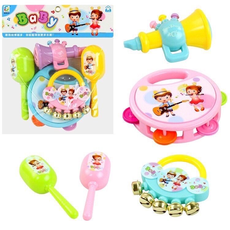 Bộ xúc xắc lục lạc 5 món cho bé yêu
